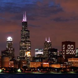 downtown Chicago at night