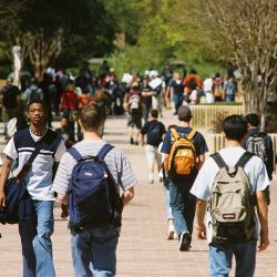 college students walking