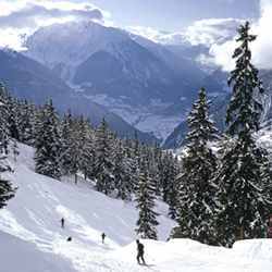 Skiing in the Swiss Alps.