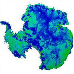 A supercomputer simulation of the Antarctic ice sheet.