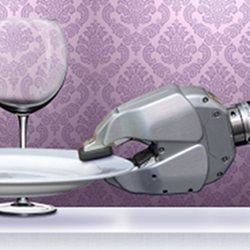 A robot setting the dinner table.