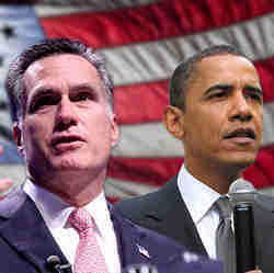 President Barack Obama and 2012 presidential challenger Mitt Romney.