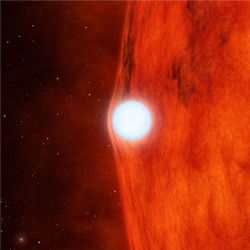 White dwarf, red star