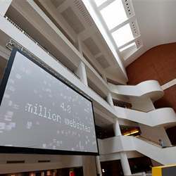 A screen in the British Library.
