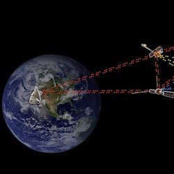 An image showing proposed interplanetary Internet connections. 