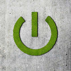 A green power symbol.