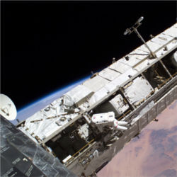 Astronaut on Space Station truss