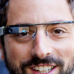 Sergey Brin wearing Google Glass