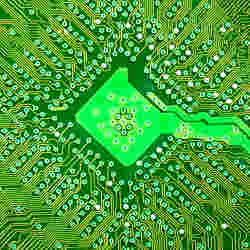 A green circuit board. 