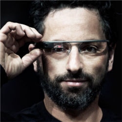 Sergey Brin wearing Google Glass