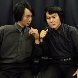 Hiroshi Ishiguro and his robot double. 