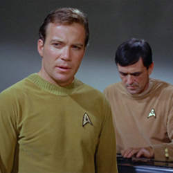 Captain Kirk and Mr. Scott from the original Star Trek series. 