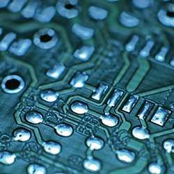 A closeup of a printed circuit board.