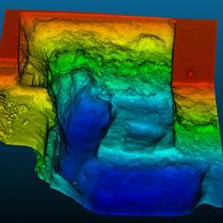 A color-coded 3D scan of the grave of Richard III.