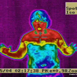 A thermal image of a person.