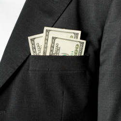 money in suit pocket