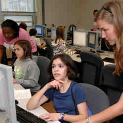 Teachers/mentors strive to interest female students in computing and engineering programs.