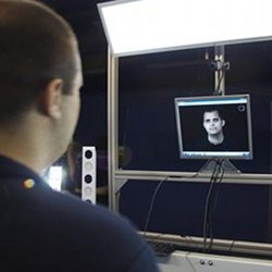 A researcher analyzes facial movements in three dimensions. 