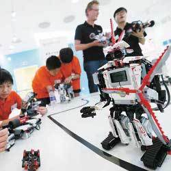 Chinese students with Lego robots