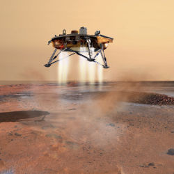 robot landing on Mars, illustration