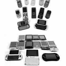 A variety of portable electronic devices.