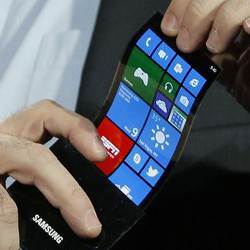 A prototype flexible touchscreen handset, from Samsung.