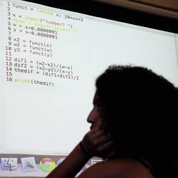 A student experiences coding.