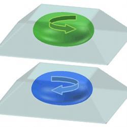 A representation of the different spin states of electrons.