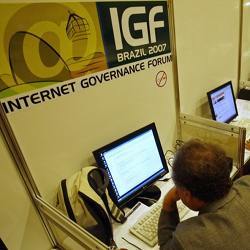 An Internet user at the 2007 Internet Governance Forum in Rio de Janeiro, Brazil.