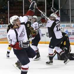 The Tri-City Americans celebrating a win in 2010.