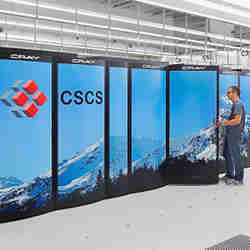 The Cray XC30 supercomputer Piz Daint, at CSCS in Lugano, Switzerland..