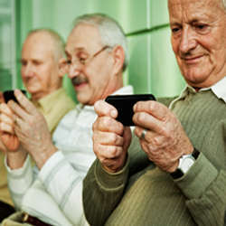 Seniors using smartphones.