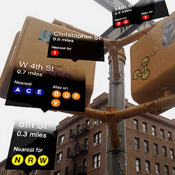 NYC intersection with information overlays