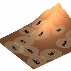 A swarm of biobots (remotely controlled cockroaches). 