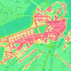 heat map of Boston taxi drop-offs