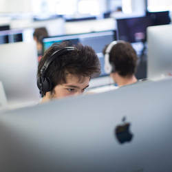 Students at 42, a programming school in Paris.