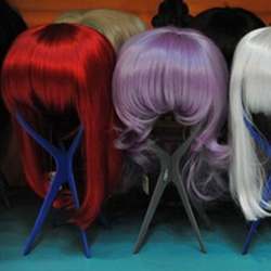 A variety of wigs.
