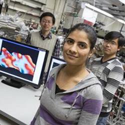 UWM doctoral student Shivani Rajput and fellow postdoc researchers Yaoyi Li (left) and Mingxing Chen.