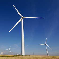 Windmills on a wind farm.