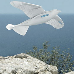 A robotic drone in the form of a bird. 