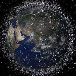 A view of the orbital debris surrounding Earth.