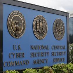 The sign in front of the National Security Agency campus in Fort Meade, MD.