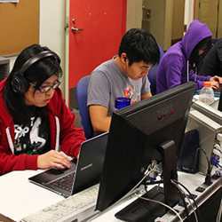 University students in a computer science lab. 