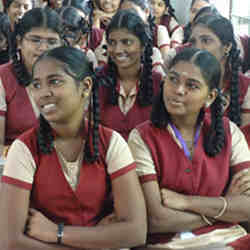 Students at a girls' secondary school in Chennai, India.