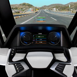 A view of Mitsubishi's prototype heads-up display.