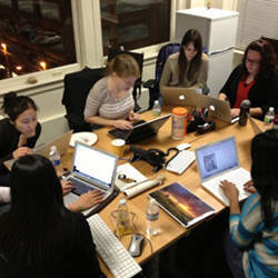 Women coding.