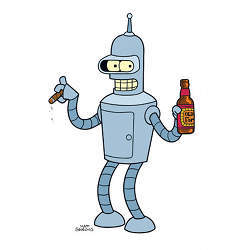 Bender, an amoral robot in the Futurama cartoon series. 