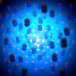 A rendering of ultracold polar molecules. 