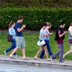 Walking with cell phones