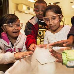 Jennie Dean Elementary School students experience the results of a science experiment.